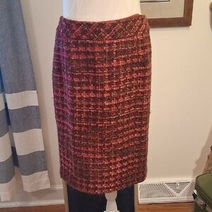 Coldwater Creek Multicolor Tweed Wool Blend Pencil Skirt